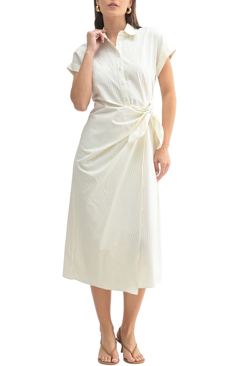 Mila Mae Stripe Short Sleeve Side Tie Wrap Shirtdress, Main, color, 