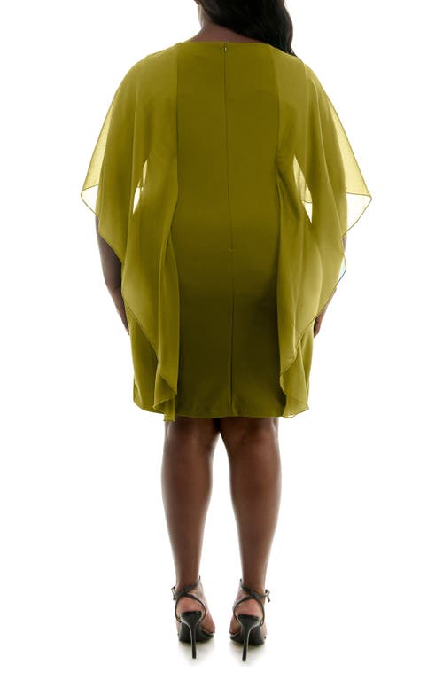 Nina Leonard Popover Chiffon Sheath Dress In Green