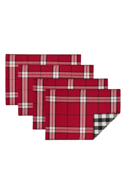 Sleigh Bells Plaid Reversible Set of 4 Placemats