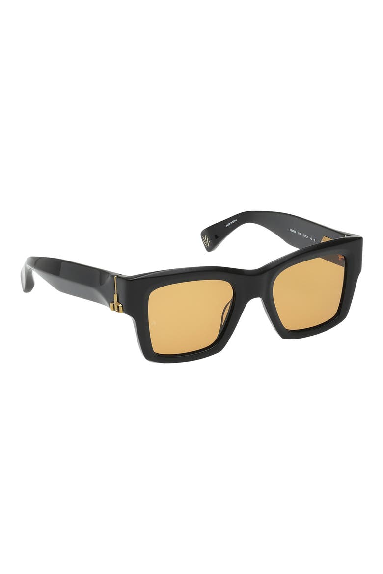 50mm Square Sunglasses, Alternate, color, SHINY BLACK AMBER LENSES