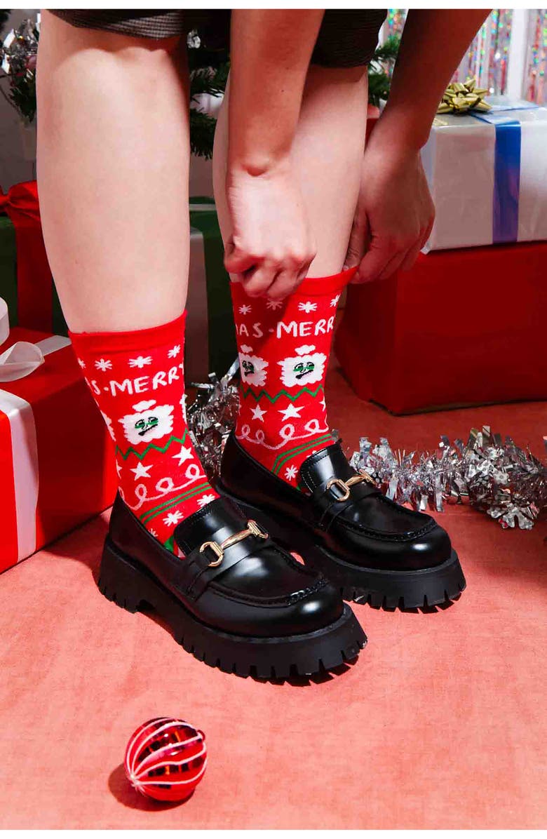 doiy Xmas Santa Crewnecks, Alternate, color, Red