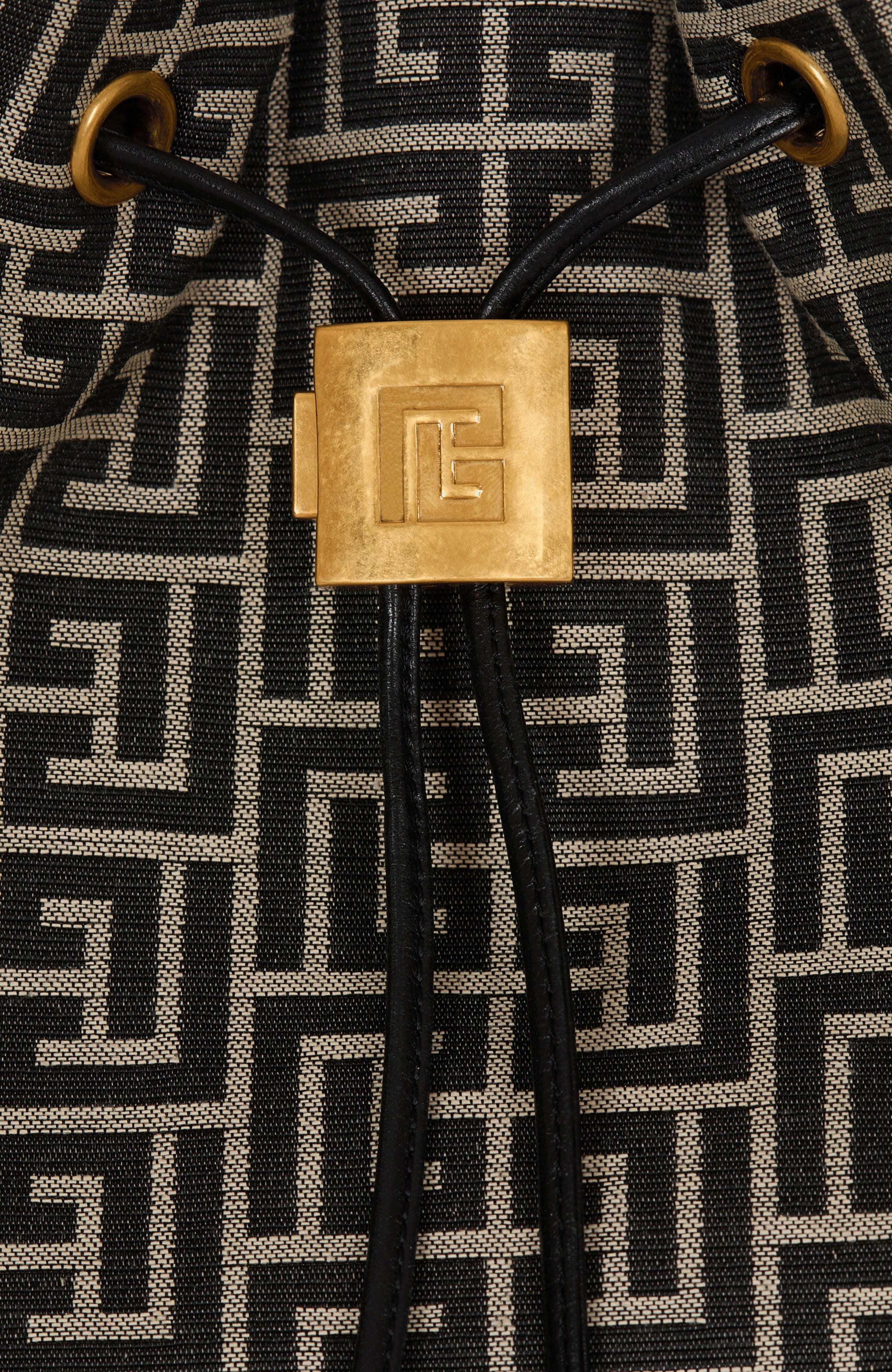 Balmain Pulse monogram jacquard backpack, Alternate, color, Black