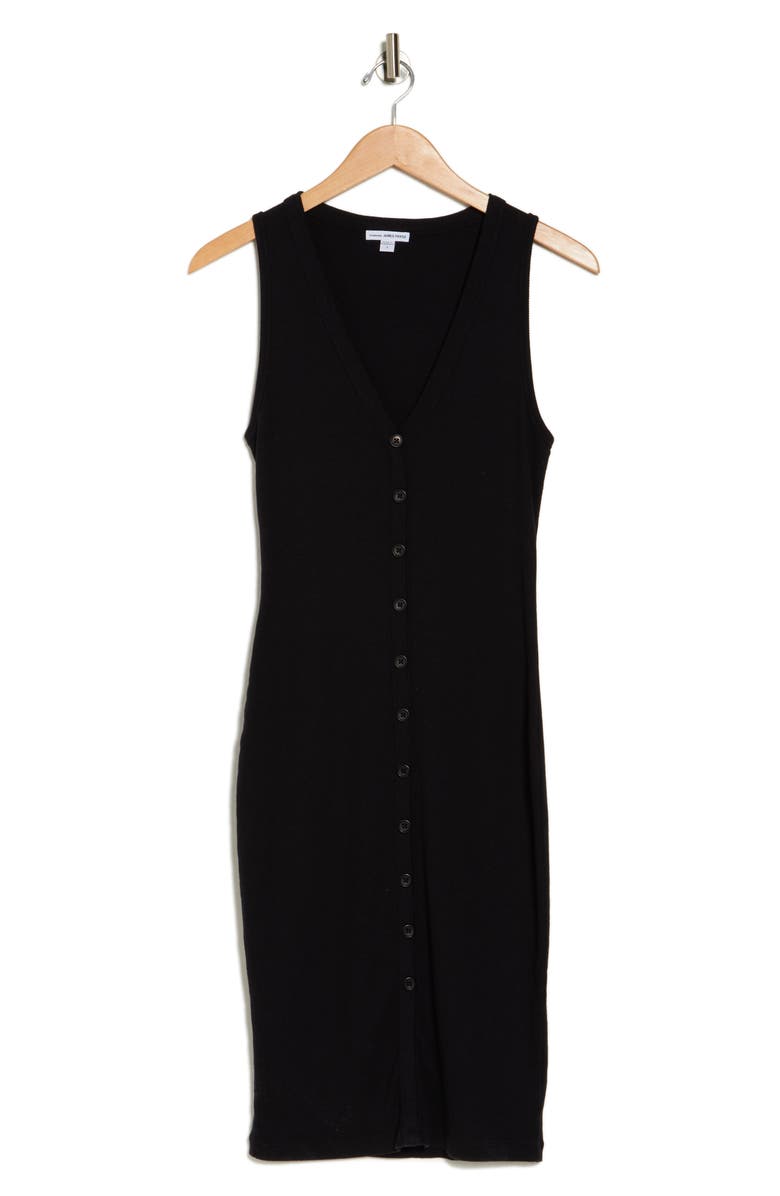 open lace back dress Cotton Cashmere Ribbed Henley Dress - Black