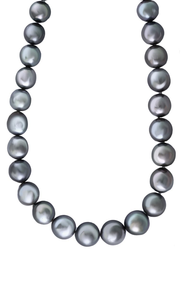 EFFY 18K White Gold 9-10mm Black Tahitian Pearl Necklace, Main, color,