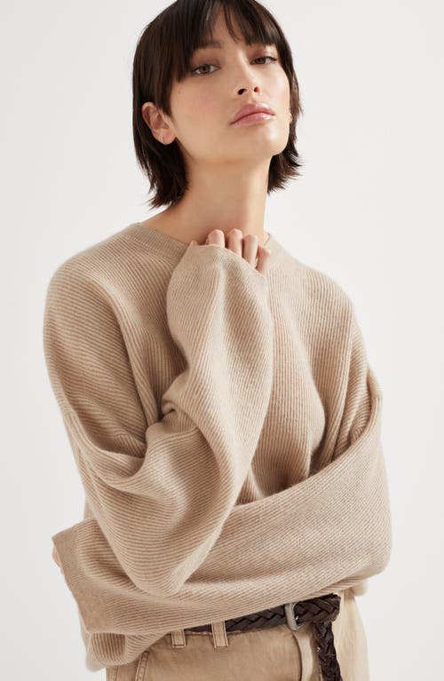 Brunello Cucinelli Ribbed Sweater In Cool Beige