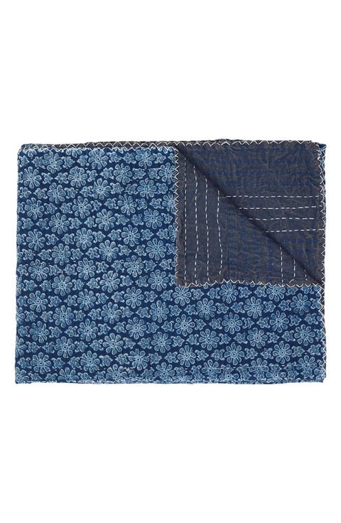 Vintage Cotton Kantha Throw Blanket