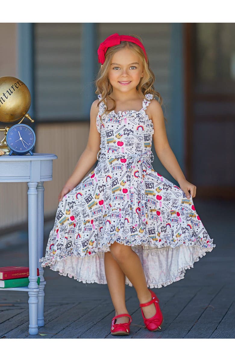 Mia Belle Girls Girls Do Your Thing Doodle Hi-Lo Dress, Alternate, color, White