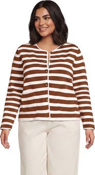 Lands' End Plus Size Fine Gauge Cotton Milano Blazer Sweater
