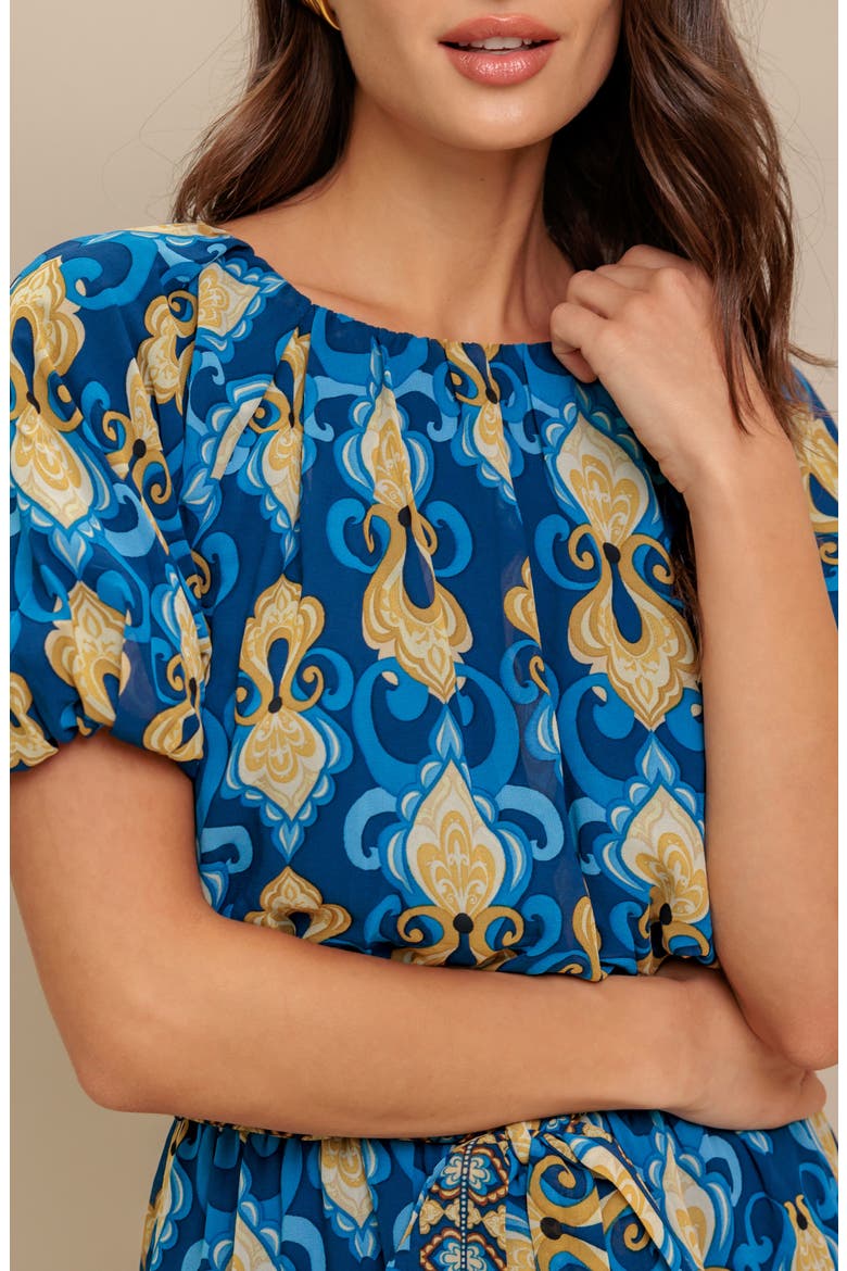 Puff Sleeve Blouson Minidress, Alternate, color, NAVY