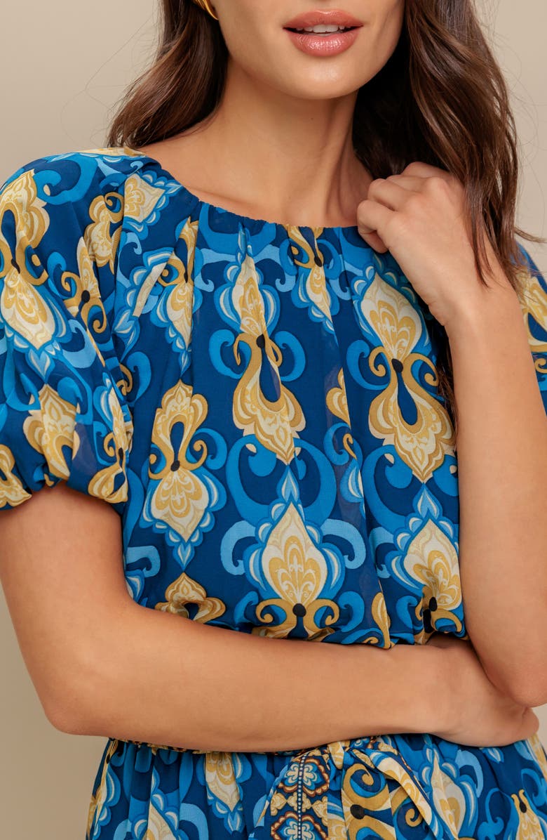 FLYING TOMATO Puff Sleeve Blouson Minidress, Alternate, color, Navy