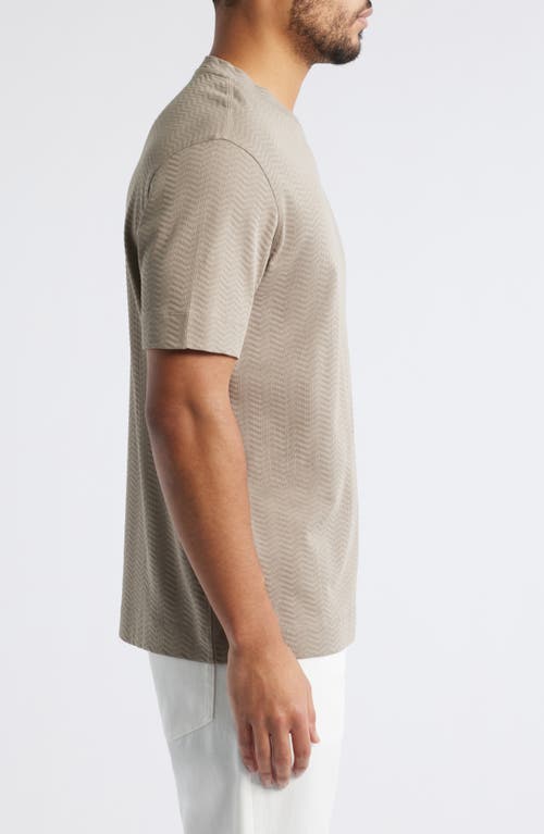 Emporio Armani Tonal Textured Wave Cotton T-shirt In Beige