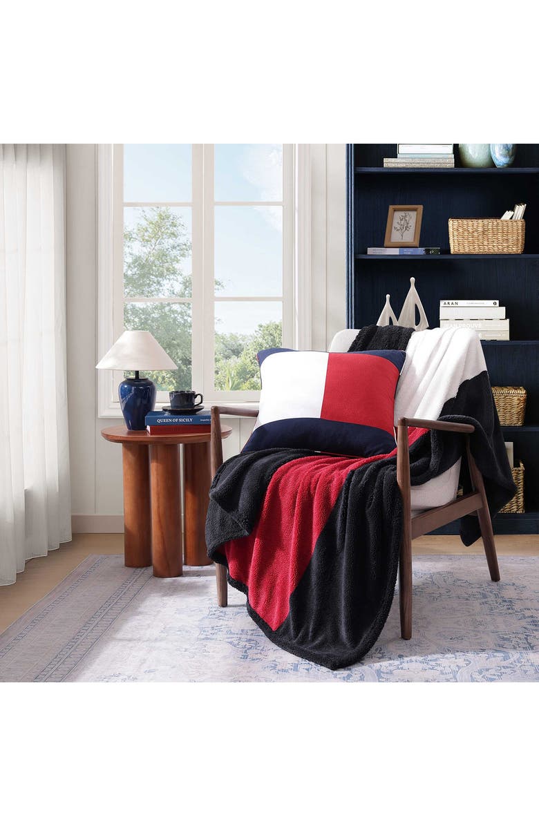 Tommy Hilfiger Iconic Flag THrow, Alternate, color, Navy Blue/ Red/ White