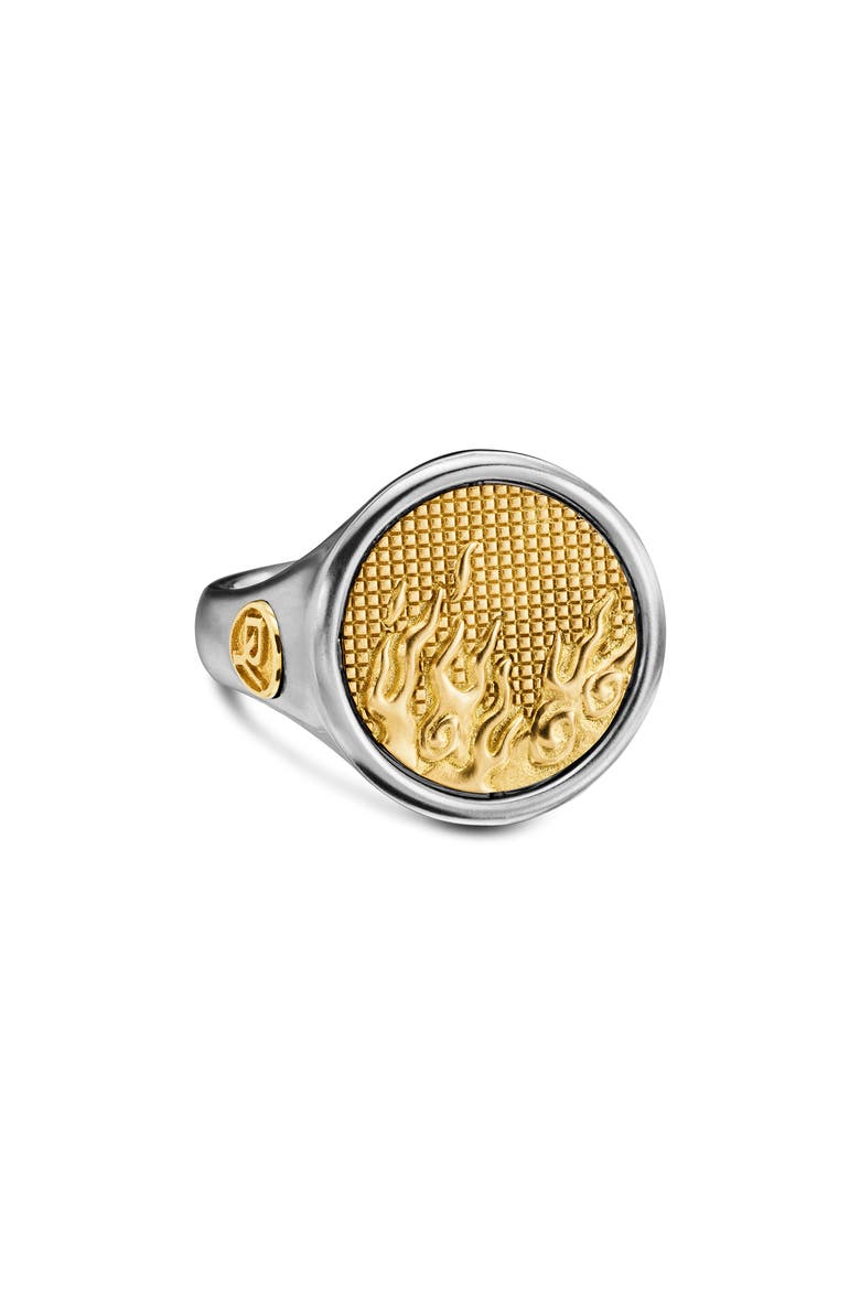 Water & Fire Duality Signet Ring in Sterling Silver with 18K Yellow Gold, Alternate, color, STERLING SILVER W/ 18K GOLD