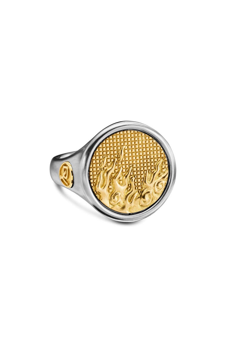 David Yurman Water & Fire Duality Signet Ring in Sterling Silver with 18K Yellow Gold, Alternate, color, Sterling Silver W/ 18K Gold