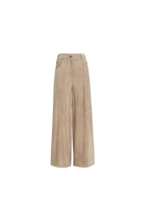 Suede maxi trousers