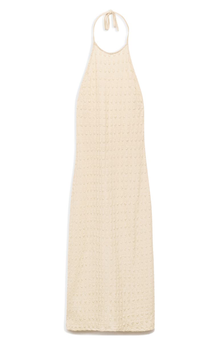 MANGO Textured Crepe Halter Dress, Main, color, Ecru