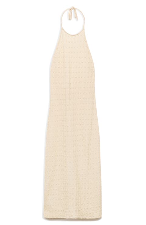 Textured Crepe Halter Dress