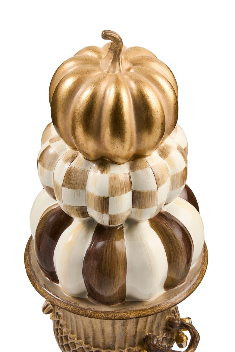 Stacked Pumpkins Tabletop Decoration, Alternate, color, BROWN