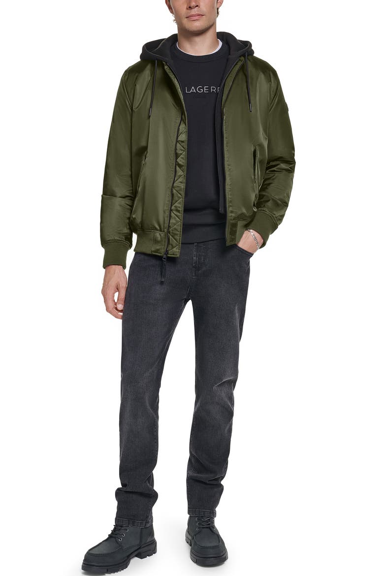 Signature Hooded Bomber Jacket, Alternate, color, OLIVE