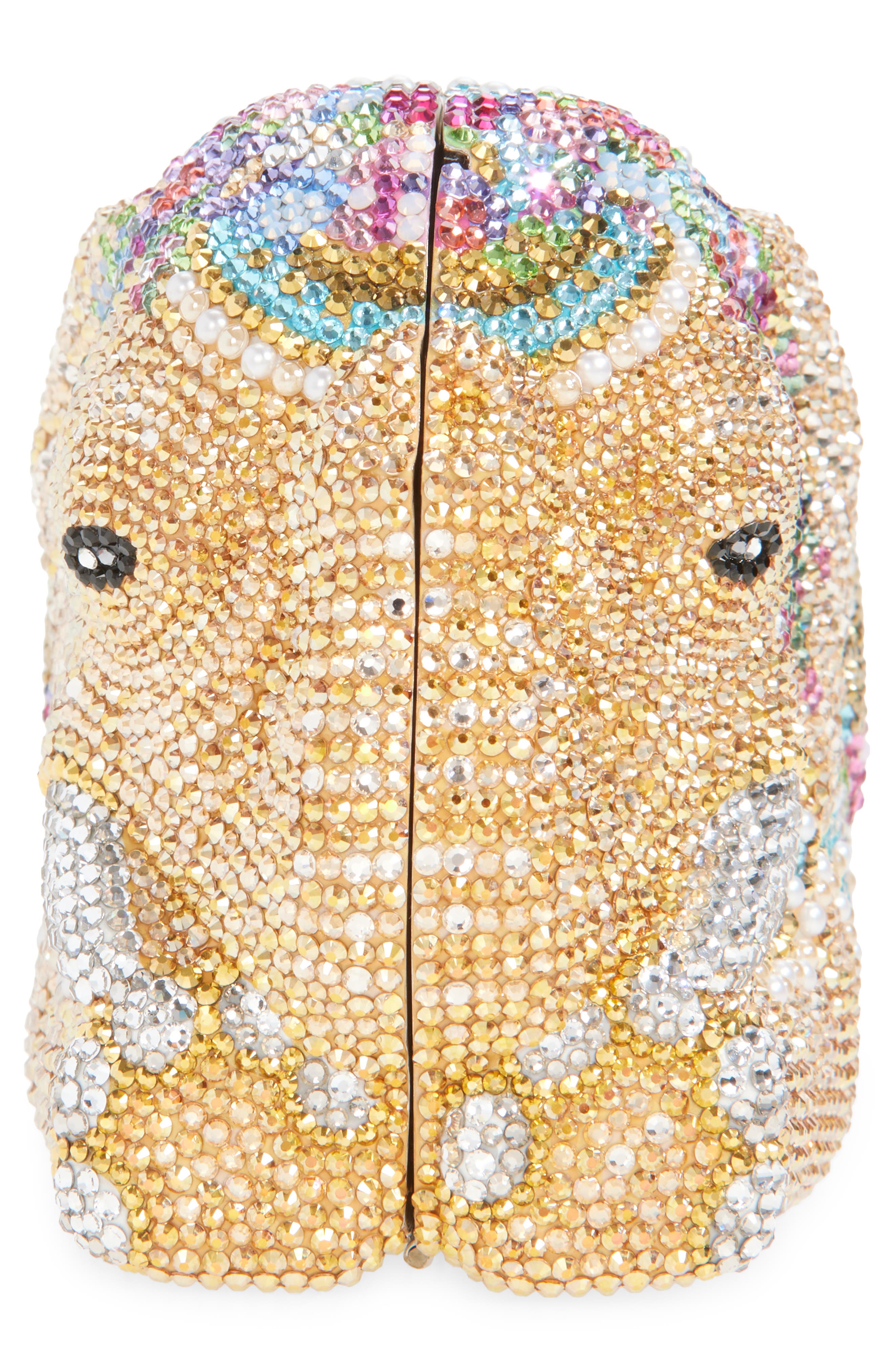 JUDITH LEIBER COUTURE Elephant Crystal Embellished Clutch, Alternate, color, Silver Sunrise Mult