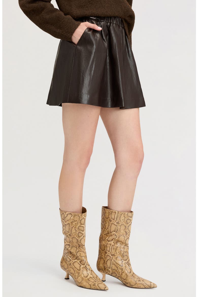 Faux Leather Miniskirt, Alternate, color, DARK BROWN