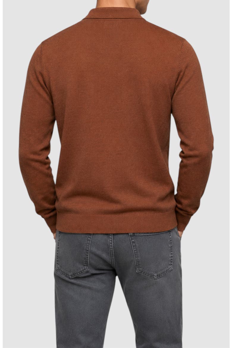 Lightweight Merino Wool Three-Button Polo, Alternate, color, COGNAC