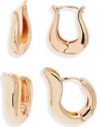 Open Edit Set of 2 Tulip Hoop Earrings