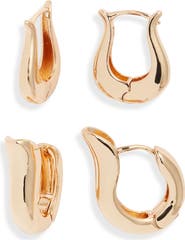 Open Edit Set of 2 Tulip Hoop Earrings