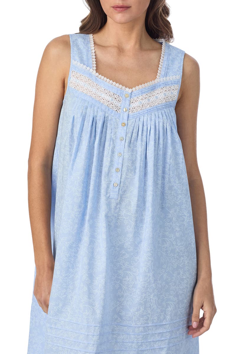 Eileen West Sleeveless Short Cotton Lawn Nightgown, Alternate, color,