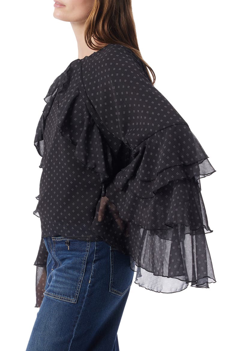 Jovanna Ruffle Top, Alternate, color, BLACK-FOULARD