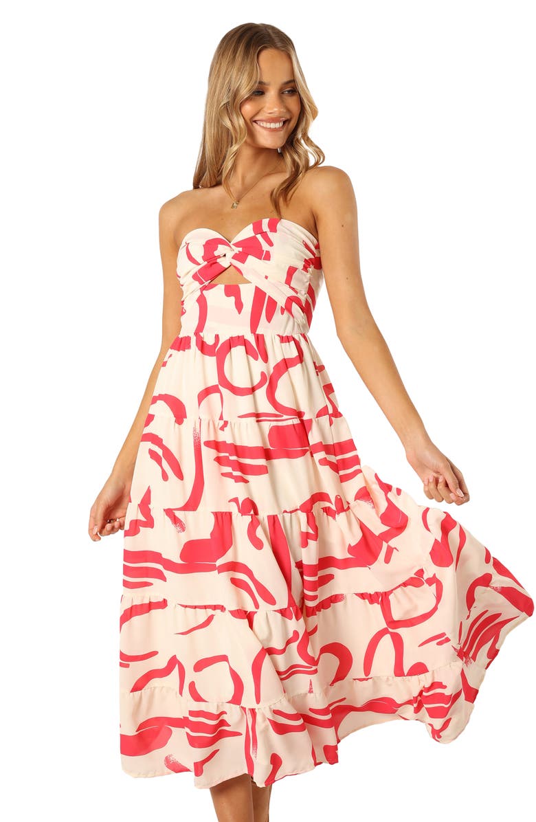Petal & Pup Sitara Print Cutout Strapless Dress, Alternate, color, 