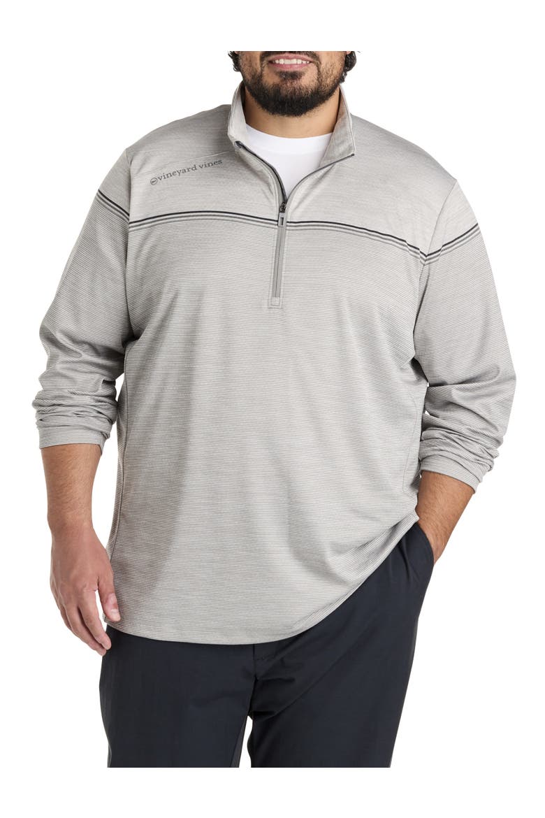 Big & Tall Sankaty Stripe 1/4-Zip Pullover, Main, color, ULTIMATE GRAY