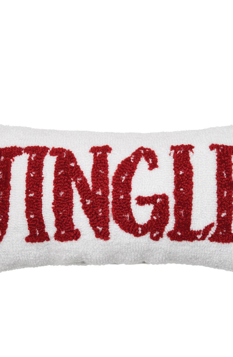 C&F Home Jingle/Cheer Reversible Hooked Small Christmas Accent Pillow, 10" x 20", Alternate, color, White