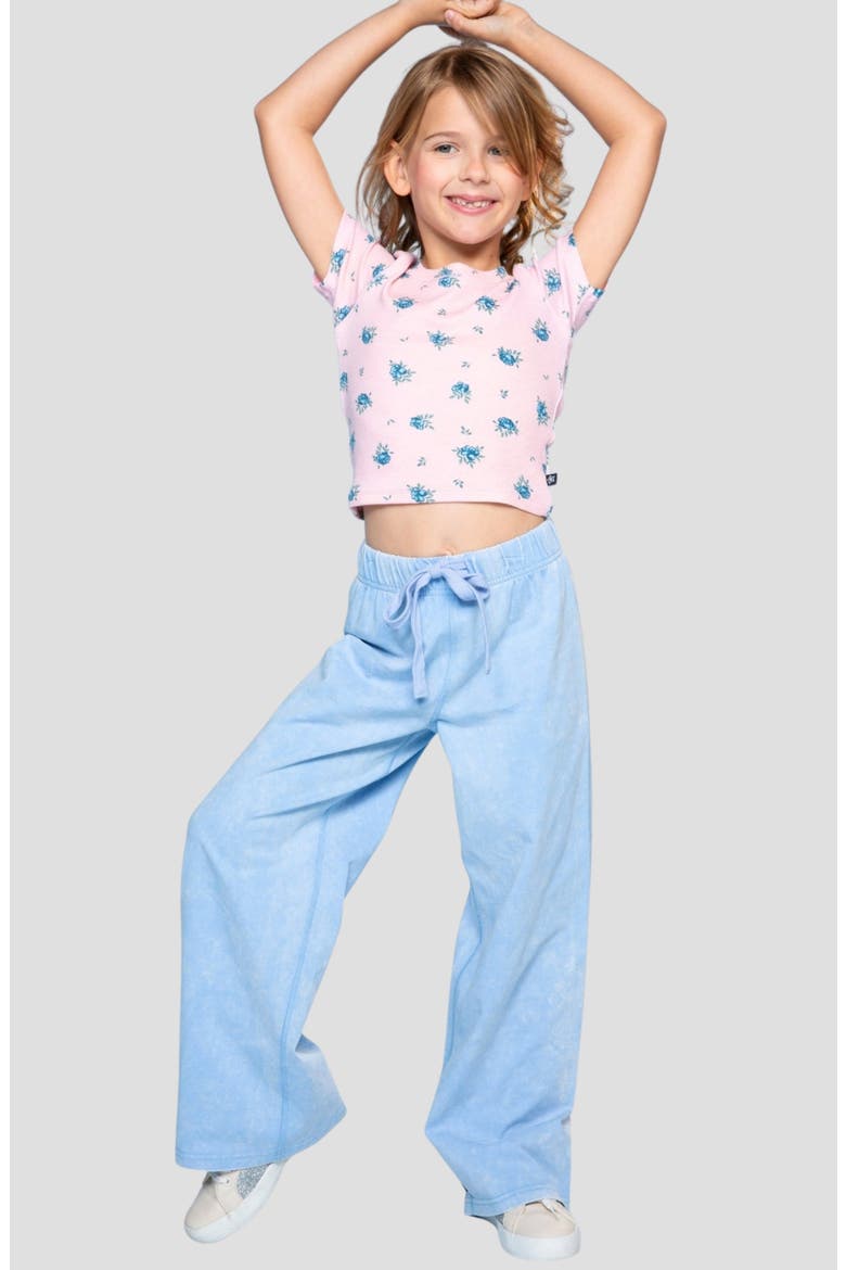 Kids' Washed Wide Leg Pants, Alternate, color, SKY BLUE