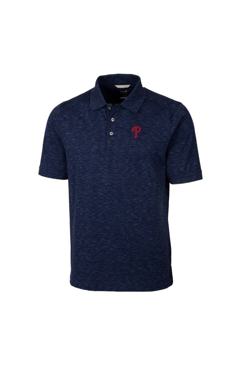 Cutter & Buck Men's Cutter & Buck Heathered Navy Philadelphia Phillies Advantage Space Dye Tri-Blend Polo, Alternate, color, Heather Navy