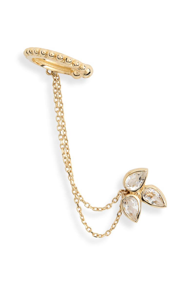 Bouquet Topaz Cuff & Stud Chain Earring, Main, color, YELLOW GOLD