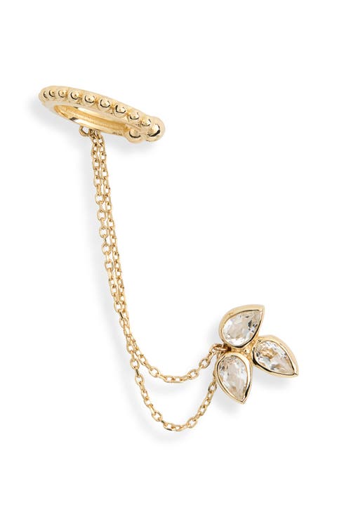 Bouquet Topaz Cuff & Stud Chain Earring