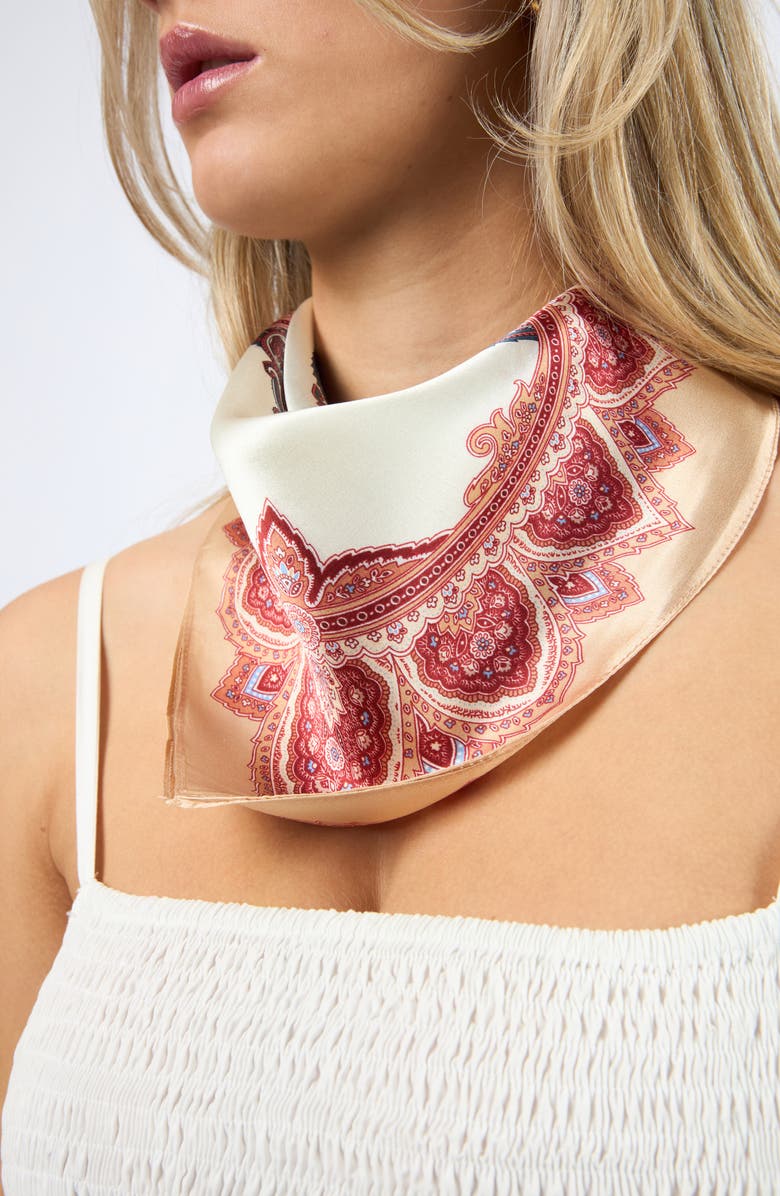 Viens Avec Moi Paisley Mini Silk Scarf, Alternate, color, 