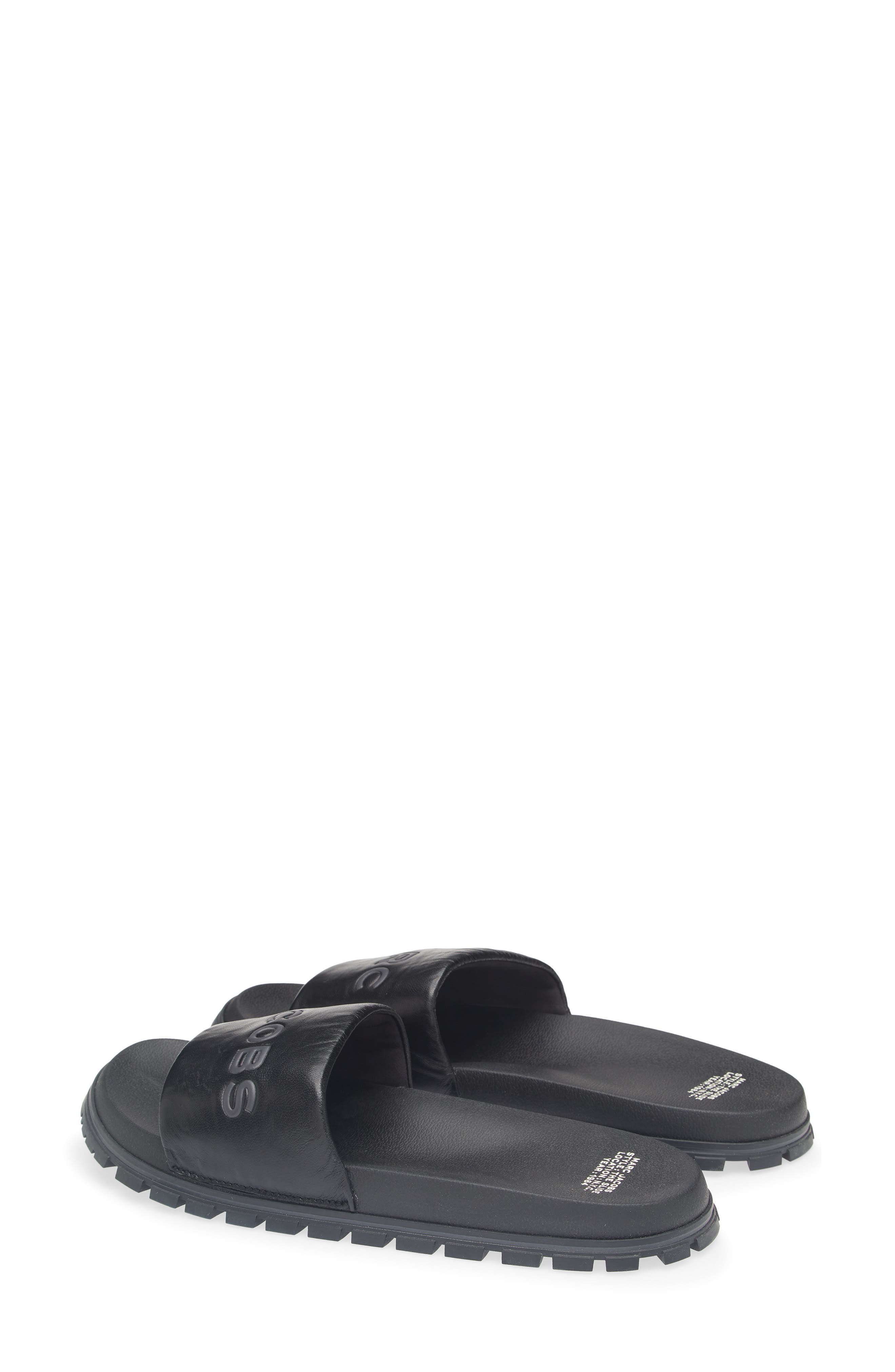 The Leather Slide Sandal, Alternate, color, BLACK