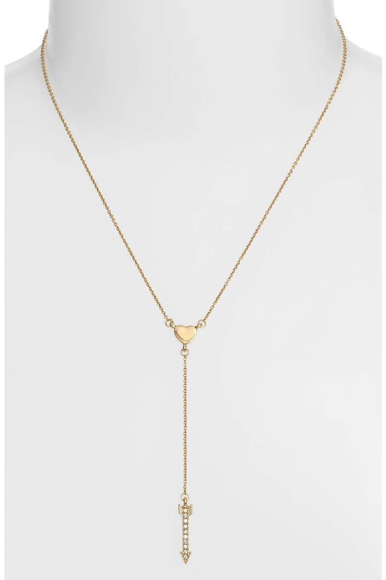 'love list' heart and arrow y-necklace, Main, color, GOLD