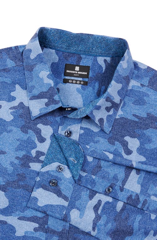 Brooklyn Brigade Denim Camo Long Sleeve Shirt In Blue