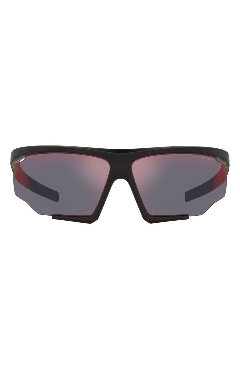 Prada Linea Rossa 76mm Irregular Sunglasses, Main, color, Dark Grey