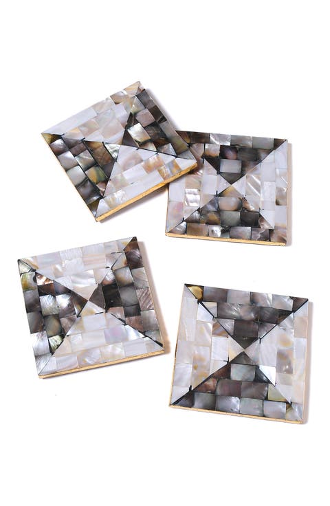 Set of 4 Mother of Pearl Resin Coasters