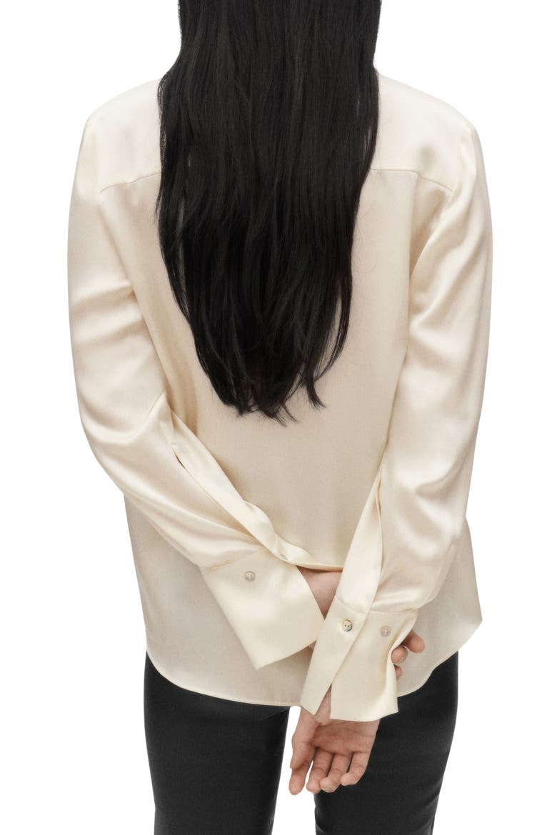 Satin Silk Button-Up Shirt, Alternate, color, OFF WHITE