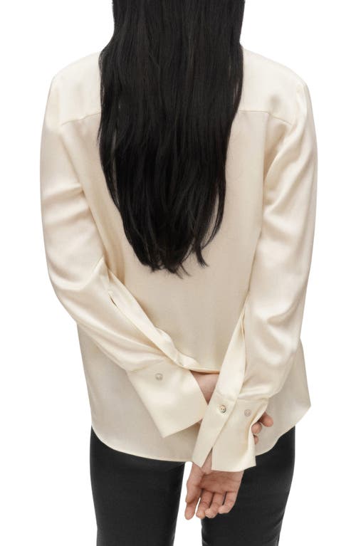 Mango Satin Silk Button-up Shirt In Off White