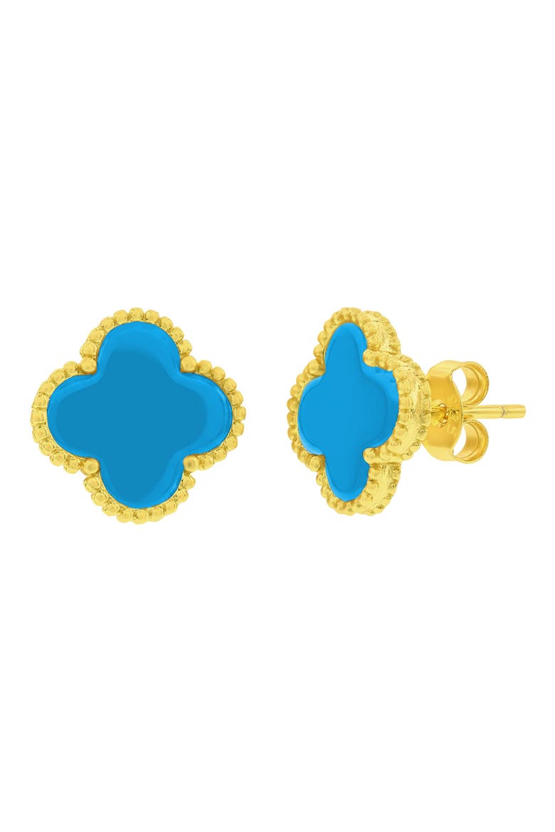 Beaded Clover Stud Earrings, Main, color, BLUE