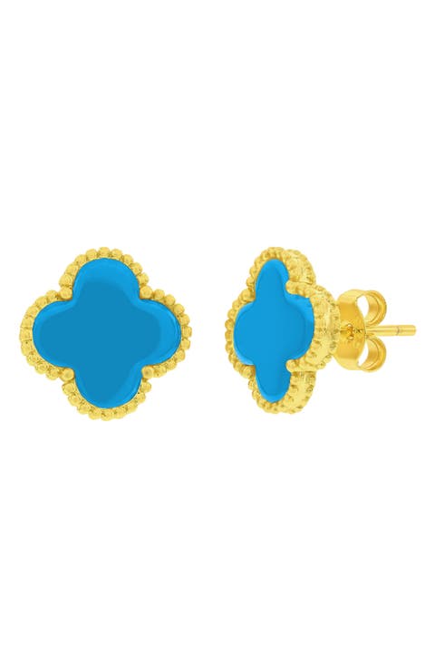 Beaded Clover Stud Earrings