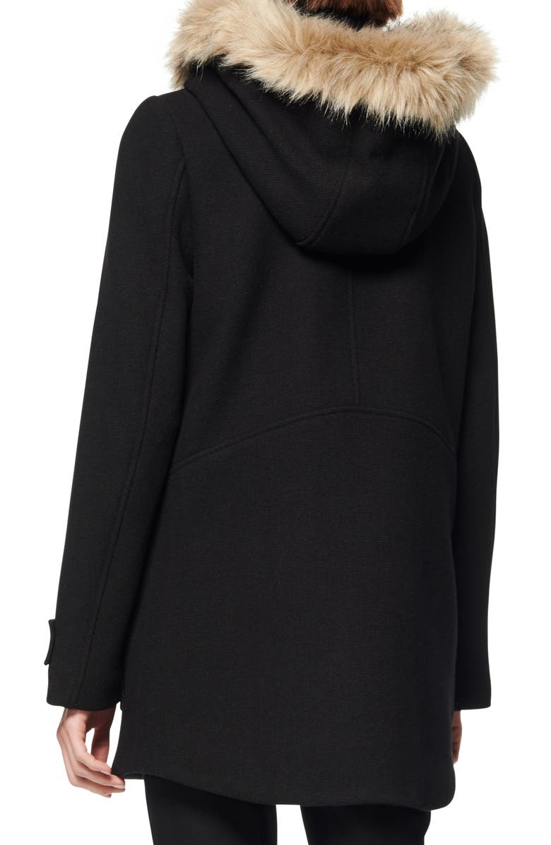 Marc New York Faux Fur Trim Hooded Duffle Coat, Alternate, color,
