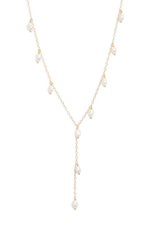 Sarah Pearl Charm Y-Necklace