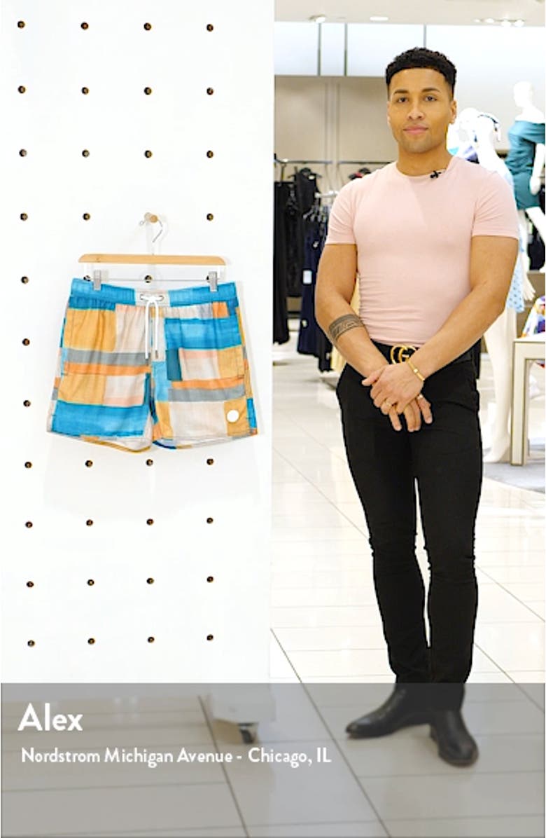 Geo Print Swim Trunks, sales video thumbnail